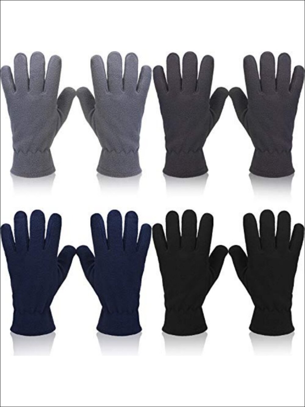 4 Pairs Winter Fleece Gloves Cold Weather Stretchy Warm Full Finger